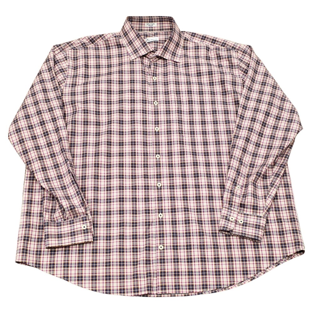 Peter Millar Men's 2XL Plaid Button Down Shirt Multicolor Long Sleeve Cotton XXL